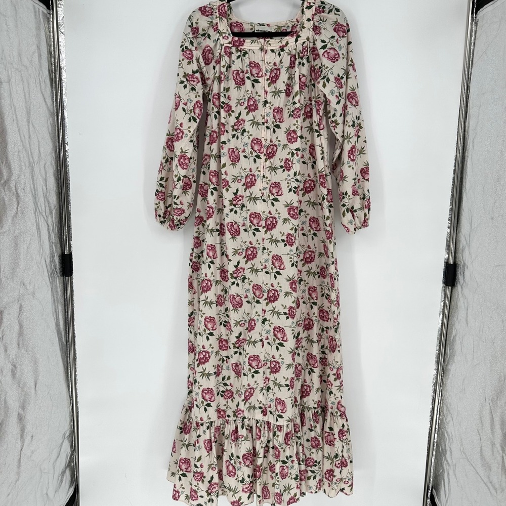 VTG Alternatives Neiman Marcus Peonie Floral Maxi Long Nightgown Dress Zip 80 12